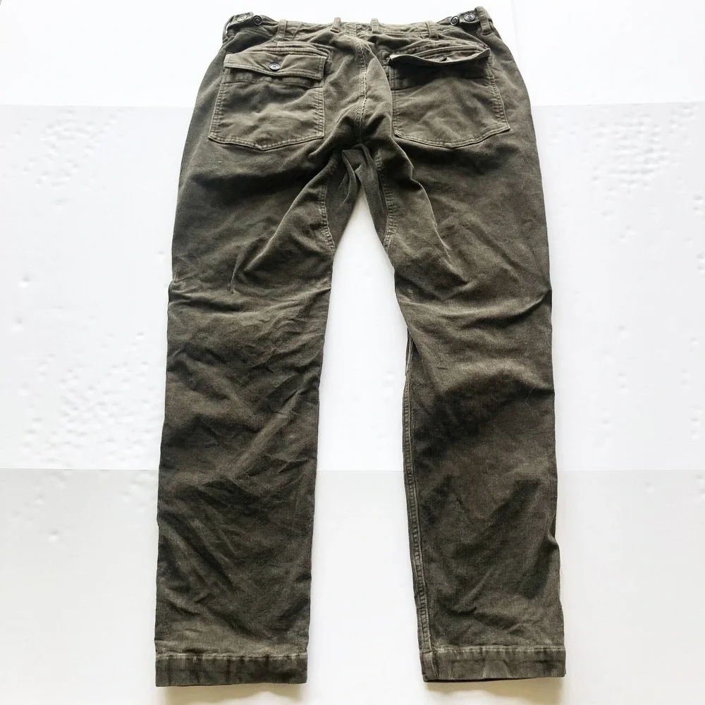 Relwen Pants Mens 36 Corduroy Supply Pant Olive Brown Stretch Utility Trousers